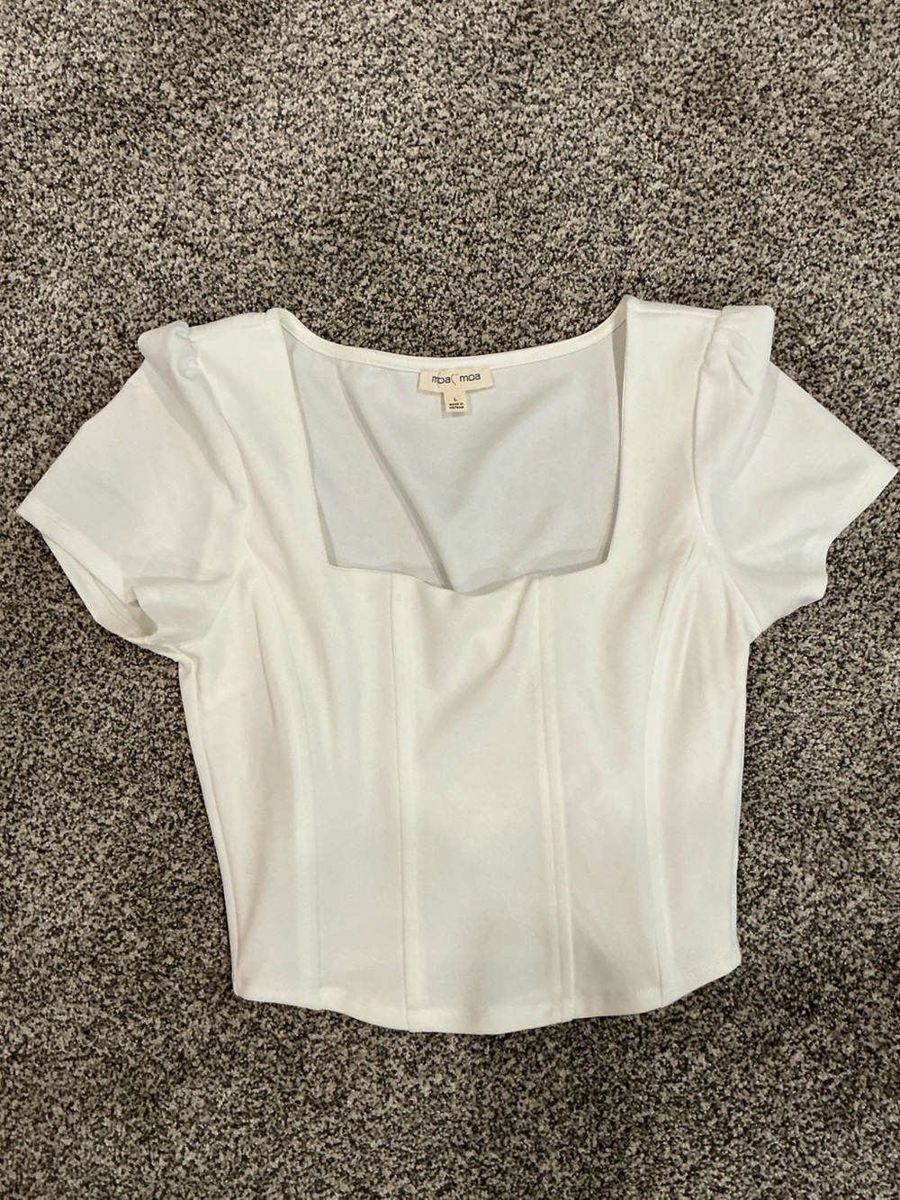 Moa Moa White Square Neck Short Sleeve Top